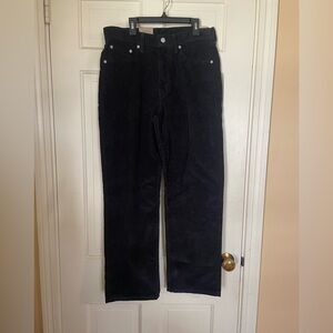 Levi's 565 Jeans Mens 30x30 Black Loose Straight Corduroy 5 Pocket Pants NEW
